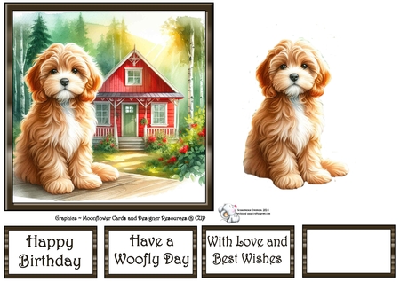 Forest Cabin Dogs 4 by Celia Clare