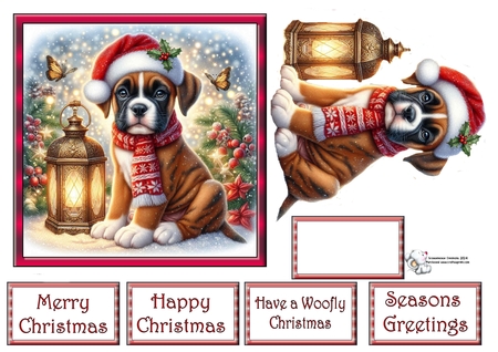 Christmas Lantern Pups 7 by Celia Clare