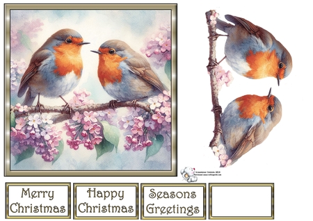 Watercolor Robins by Celia Clare