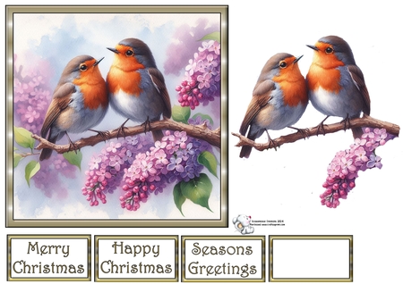 Watercolor Robins by Celia Clare