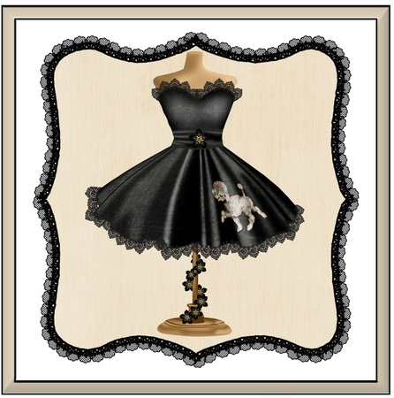Black Lace Trim  Mats by Celia Clare