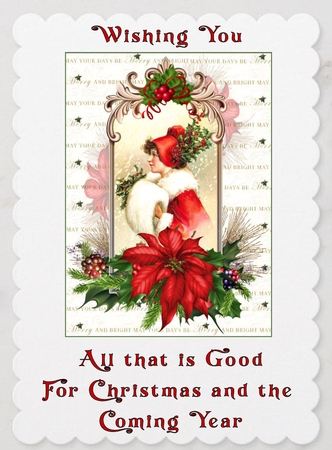 Vintage Christmas lady choice of 2 scenes mini kit by Celia Clare