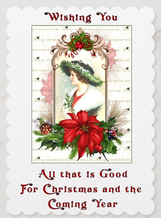 Vintage Christmas lady choice of 2 scenes mini kit by Celia Clare