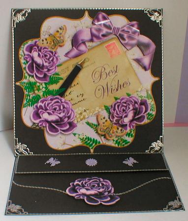 Purple Rose Best Wishes 6in Bracket Decoupage Topper by Celia Clare