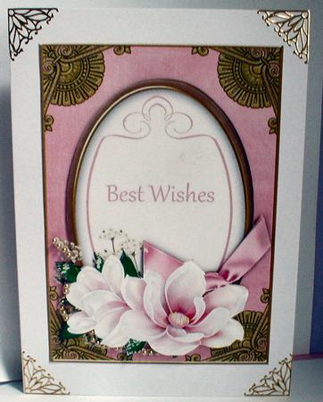 Pink Magnolia Best Wishes Oval 7x5in Step by Step by Celia Clare