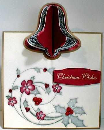 3D Christmas Bell Embellishment Over the Edge Card by Celia Clare