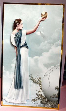 Art Deco Lady Pandore White Decoupage Sheet by Celia Clare