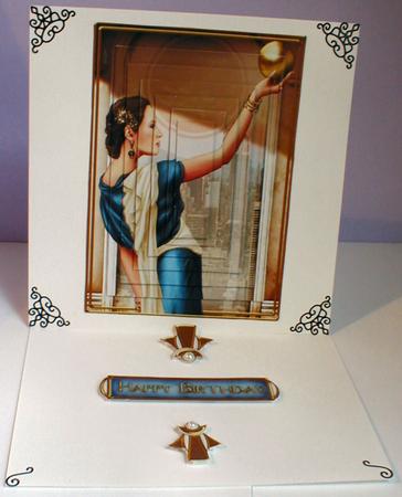 Art Deco Lady Pandore Blue Pyramid by Celia Clare