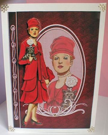 Lady in Red Fashion Reflections Decoupage by Celia Clare