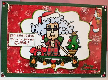 Stella on the Phone to Santa Quick Card by Celia Clare