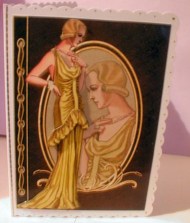 Lady in Gold Evening Gown Fashion Reflections Decoupage by Celia Clare