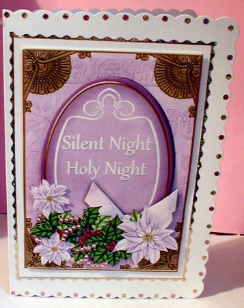 Pastel Lilac Poinsettia Silent Night Oval 7x5in Topper by Celia Clare