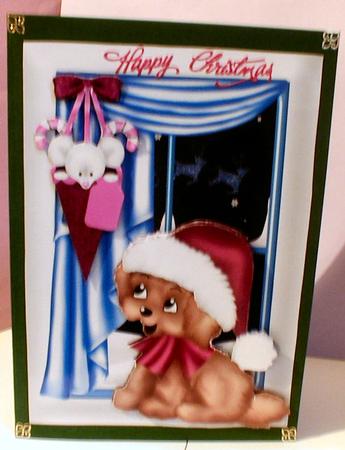 Are You Waiting for Santa Too! Cute Puppy and Mouse by Celia Clare