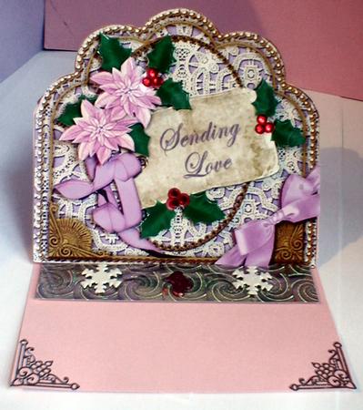 Lilac Poinsettia Sending Love Scallop Decoupage Topper by Celia Clare