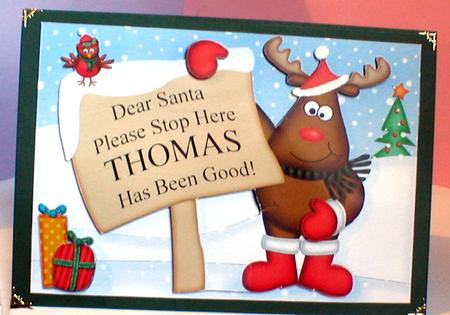 Xmas Rudolph Thomas's Been Good A5 Quick Card 3D Decoupage by Celia Clare