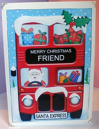 Xmas Santa Express Friend A5 Quick Card 3D Decoupage by Celia Clare