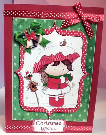 Izzy's Snowy Umbrella Red Quick Card by Celia Clare