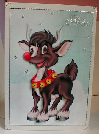 Rudolph the Red Nose Reindeer Card Front by Celia Clare