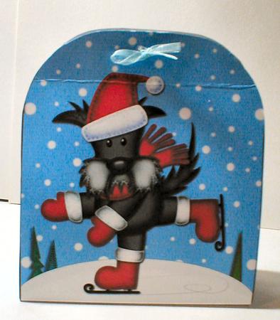 3D Xmas Skating Scottie Dog Treat or Favour Box Mini Kit by Celia Clare