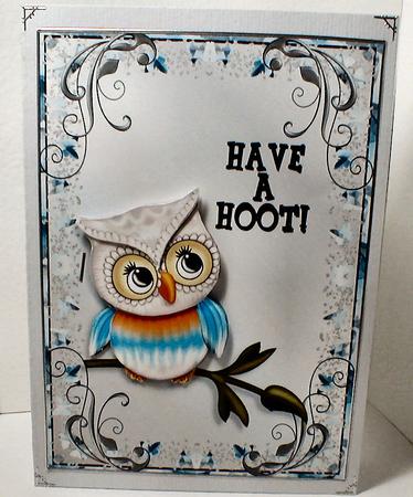 Have a Hoot Owl Card Front with Decoupage by Celia Clare