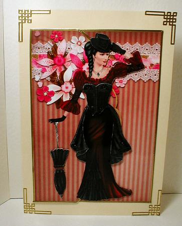 An Old Fashioned Girl Envelope Card with 3D Elements by Celia Clare