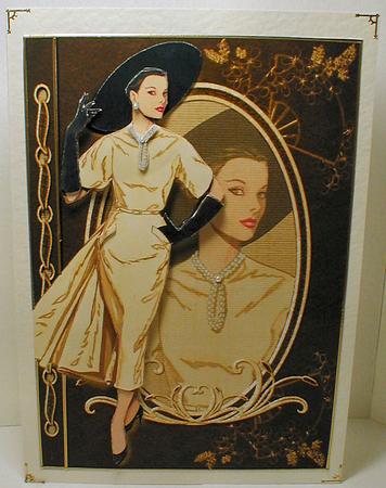 1950's Retro Day Dress Fashion Reflections Card Front by Celia Clare