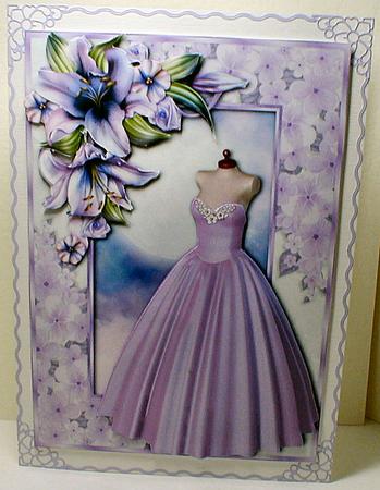 Lilac Ballgown & Purple Lilies by Celia Clare