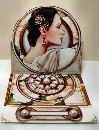 Art Deco Lady Pandore (cream) Mini Easel by Celia Clare