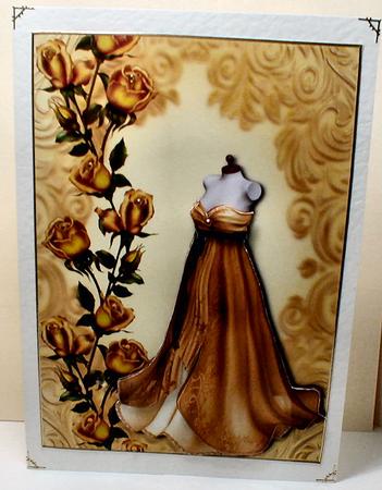 Flowing Golden Dress & Golden Roses by Celia Clare