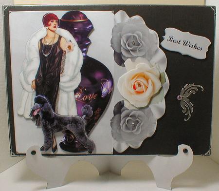 Pretty Lady, Paris Perfume,poodle&rose with Decoupage by Celia Clare
