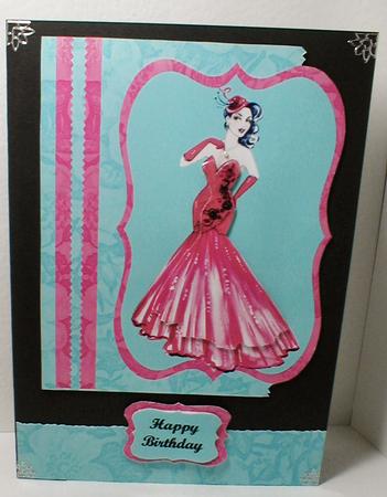 Lady Woman in Elegant Gown Birthday Card by Celia Clare