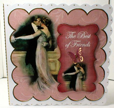 Dancing Couple Pink Sending My Love 8in Scallop Topper by Celia Clare