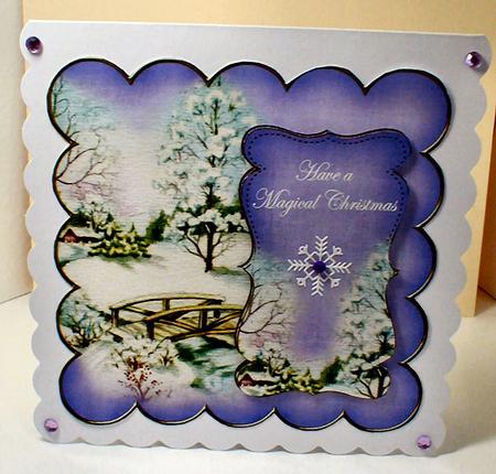 Lilac Snowscene Magical Christmas 8in Scallop Topper by Celia Clare