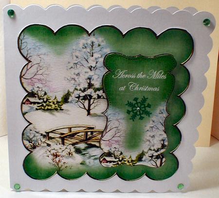 Mid Green Snowscene Across Miles 8in Scallop Topper by Celia Clare