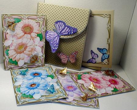 Butterfly Bouquet Cards in a Box & Fridge Magnet by Celia Clare
