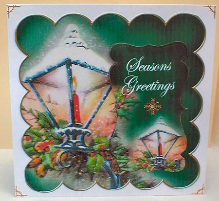 Dgreen Lantern2 Seasons Greetings 8in Scallop Topper by Celia Clare