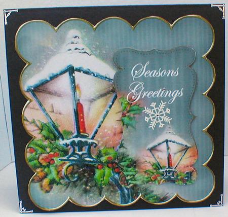 Silver Lantern2 Seasons Greetings 8in Scallop Topper by Celia Clare
