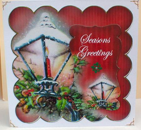 Dred Lantern2 Seasons Greetings 8in Scallop Topper by Celia Clare