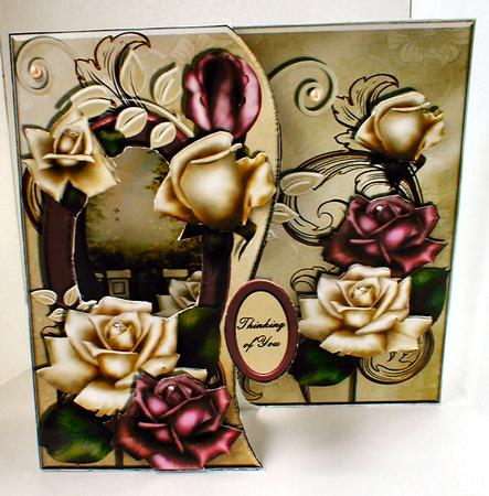 Shaped Front Free Standing Easel - Antique Roses by Celia Clare