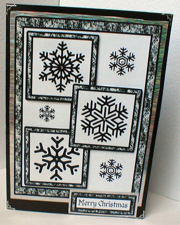 Three Squares - Snowflakes(b&w) by Celia Clare