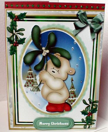 Lovely Christmas Mistletoe Bear by Celia Clare