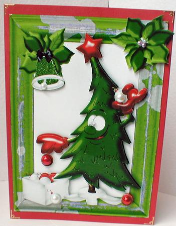 Funny Face Christmas Tree with Baubles & Bells by Celia Clare