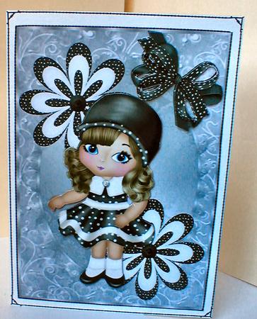 Lovely Little Girl with Black & White Polka Dot Dress by Celia Clare