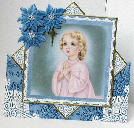 Preying Girl Blue Poinsettia Diamond Mini Card Kit by Celia Clare
