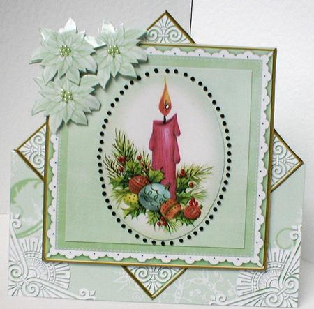Pink Mint Candle Poinsettia Diamond Card Mini Kit by Celia Clare