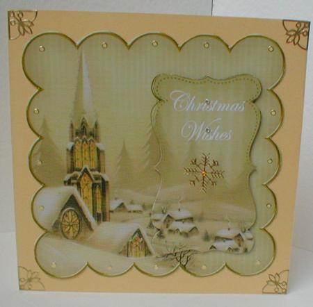 Snow Steeple Christmas Wishes 8in Scallop Topper by Celia Clare