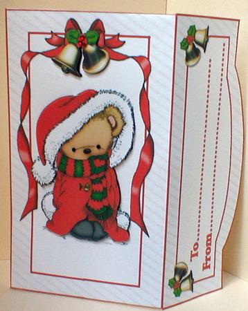 Snuggle Bear Christmas Money Wallet and Tag by Celia Clare