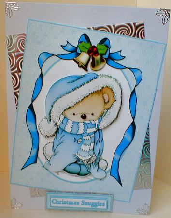 Christmas Snuggle Bear Blue by Celia Clare