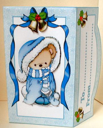 Christmas Snuggle Bear Blue Money Wallet by Celia Clare