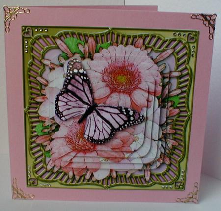 Butterfly Pinks Round Edged Pyramage & Decoupage by Celia Clare